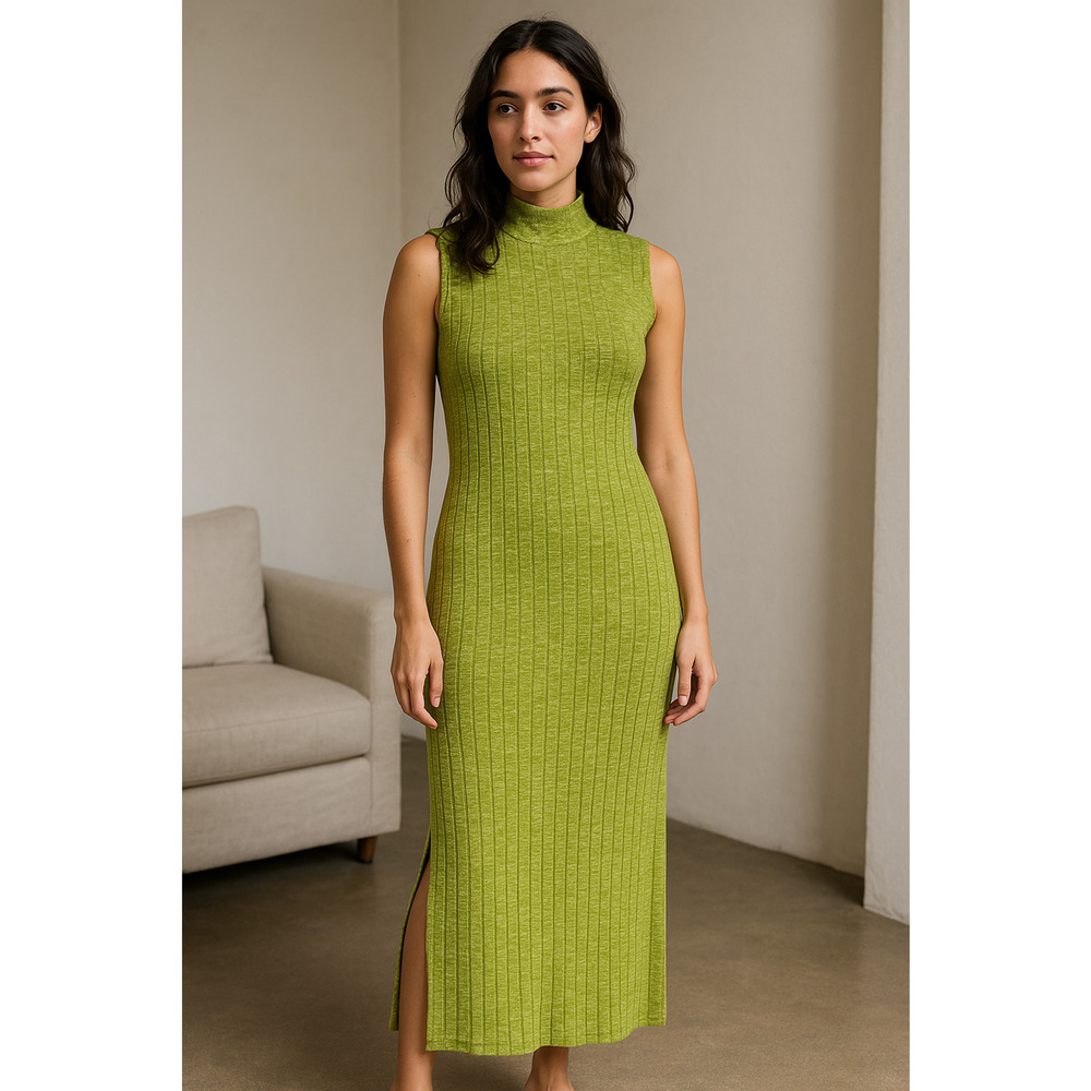 Anthropologie Saturday Sunday Elisabeth Maxi Dress Womens Small Green Rib Knit